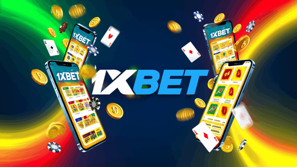 Machines à sous mobiles sur 1xBet entourées de pièces d'or