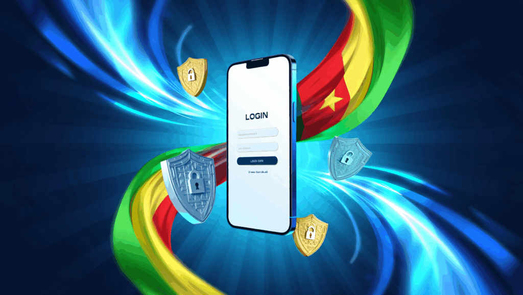 Smartphone affichant le formulaire de connexion 1xBet