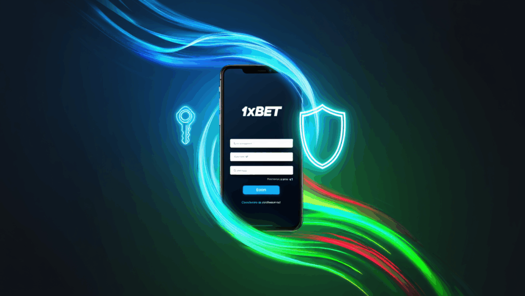 Concept de connexion sécurisée pour 1xBet avec effets lumineux brillants